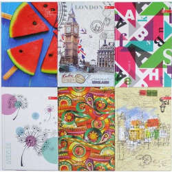 Фото - Блокнот А5+ 120арк. тв.паліт.матова ламінація, блок 80г/м2, білий, форз.срібло микс (уп.8) 35280