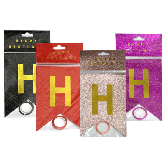 Фото - Прапорці однокольорові 'HAPPY BIRTHDAY' 12*17см 61268