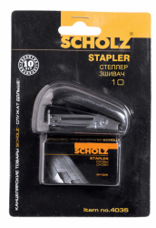 Фото - Степлер, 10, мiнi, +1000 скоб, 8арк, 20мм, чорн., 4035, SOZ 37184