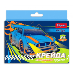 Крейда кольорова 1Вересня квадратна 24 шт. "Street race"