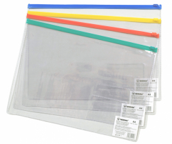 Фото - Папка на блискавці, А4, 200мкн.PVC, 5015,  NORMA.в уп 24шт мікс 4кол 40986