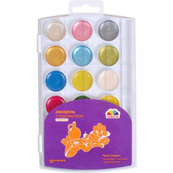 Акварель 12+6 кол. перл., б/п, пластик, Творчість