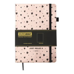 Блокнот діловий RELAX А5, 96л, чистий, обкладинка штучна шкіра, рожеве золото