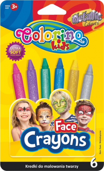 Фото - Крейда для обличчя олівці, 6 кол, металізована COLORINO 27553 Фото - Крейда для обличчя олівці, 6 кол, металізована COLORINO 27553