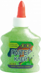 Фото - Клей неон гліттер салатовий на PVA-основі, прозорий, 88 мл 50710