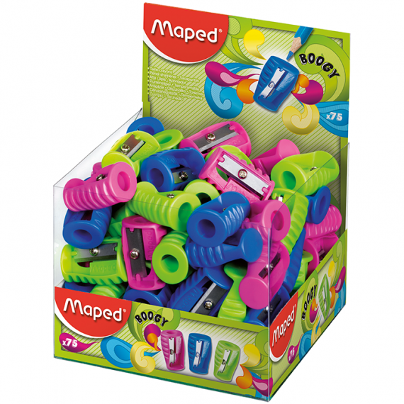 Фото - Чинка з контейнером BOOGY, 1 отв., дисплей, асорті (уп.75) 29122 Фото - Чинка з контейнером BOOGY, 1 отв., дисплей, асорті (уп.75) 29122