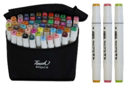 Фото - Набір скетч маркерів чорних 60 шт в текстильному чохлі 57022