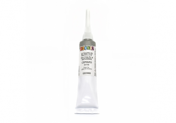 Фото - Контур по склу/кераміці, Срібло 18мл. Decola 15681