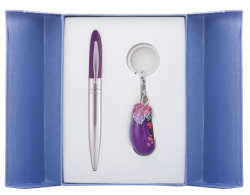 Набір подарунковий "Aubergine": ручка кулькова + брелок, фіолетовий LANGRES