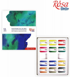 Набір акварельних фарб 12 кол., кювета, картон,  ROSA Studio