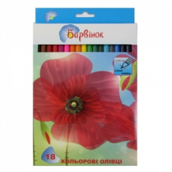 Фото - Олівці кольорові, 18 кол.,'Квіти', 5-202/3, БАРВІНОК 24710