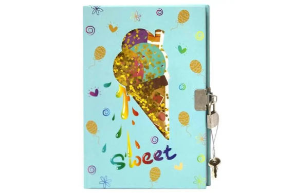 Фото - Блокнот на замку А5 80арк., 75гр. тверда обкладинка з розсипними паєтками, Морозиво 63710 Фото - Блокнот на замку А5 80арк., 75гр. тверда обкладинка з розсипними паєтками, Морозиво 63710