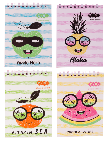 Фото - Блокнот на пружині зверху SUMMER VIBES, А-6, 40 арк., картонна обкладинка, KIDS Line, асорті 52779