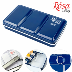 Пенал для акварельних фарб металевий, Індіго, 12 кювет, ROSA Gallery