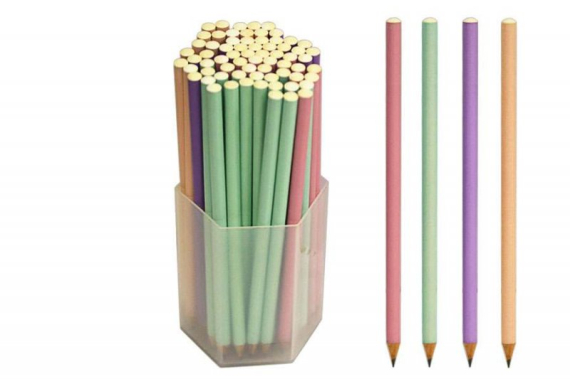 Фото - Олівець чорнографітний HB, корпус з чорного дерева , пастельний 72шт/уп 60215