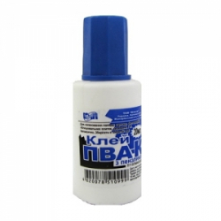 Клей  ПВА з пензликом 25г УКР (кругла, кольорова пляшка) (уп.20/доз.200/міш.400)