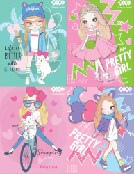 Фото - Блокнот на пружині зверху PRETTY GIRLS, А6, 40 арк., карт.обкл., KIDS Line 53966