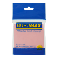 Блок Пластиковий для нотаток з кл, шаром 75x75мм, 50арк., Поозорий Рожевий