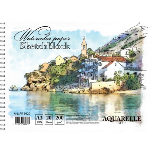 Фото - Альбом для акварелі на спір. KRAFT COLOR, 20 арк. 200 г/м A3, AK3620 28033 Фото - Альбом для акварелі на спір. KRAFT COLOR, 20 арк. 200 г/м A3, AK3620 28033