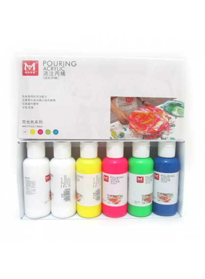 Фото - Набор акриловых красок 'жидкий акрил' неон 6*100мл (2бел., 1желт., 1розов., 1зел., 1син.) PMA06100B 43370 Фото - Набор акриловых красок 'жидкий акрил' неон 6*100мл (2бел., 1желт., 1розов., 1зел., 1син.) PMA06100B 43370