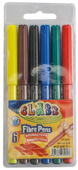 Фото - Фломастери, 6 кол., діам. - 8.8мм, 2306, CLASS 40186 Фото - Фломастери, 6 кол., діам. - 8.8мм, 2306, CLASS 40186