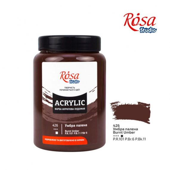 Фото - Фарба акрилова, 400 мл, Умбра палена, ROSA Studio 38820