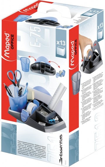 Фото - Підставка для офісного приладдя ESSENTIALS DESK, чорний з синім 33353 Фото - Підставка для офісного приладдя ESSENTIALS DESK, чорний з синім 33353