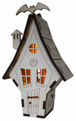 Эл.Будинок № 17/3 МДФ біл,світло жовт.свічка,сенс.вмик. Е-027