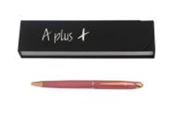 Фото - Ручка кулькова з поворот механ, метал, рожевий логотип між кільцем і кліпом у чорній картон коробці 49152