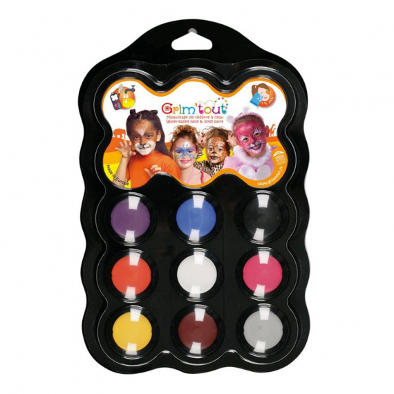 Фото - Набір гриму 'Зоопарк' у палітрі, 9кол.*3мл, 1 пензлик, 1 спонж, GRIM TOUT 36715