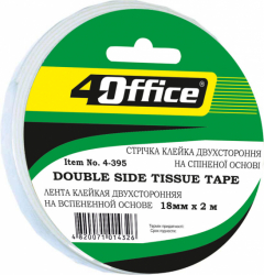 Фото - Кл. стрічка 2х-сторонн. монтажна, пінна основа.,24мм*2м, 4-396, 4Office (уп.12) 34905