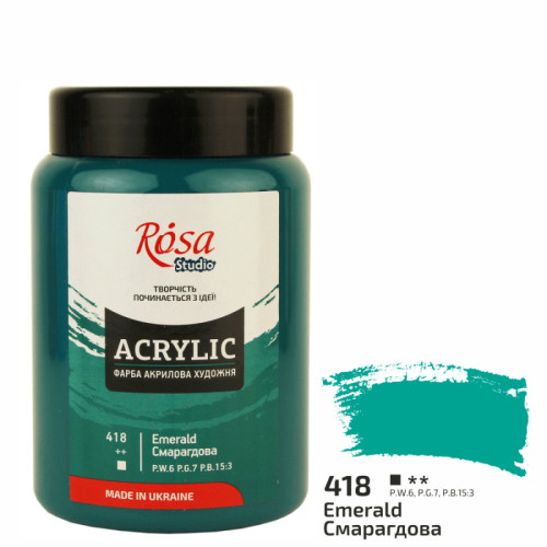 Фото - Фарба акрилова, 400 мл Смарагдова,, ROSA Studio 58221