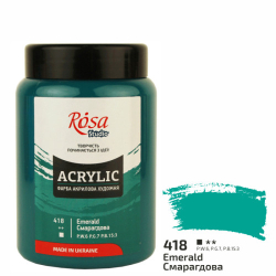 Фарба акрилова, 400 мл Смарагдова,, ROSA Studio