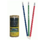 Олівець графітовий НВ, асорті, з гумкою, туба