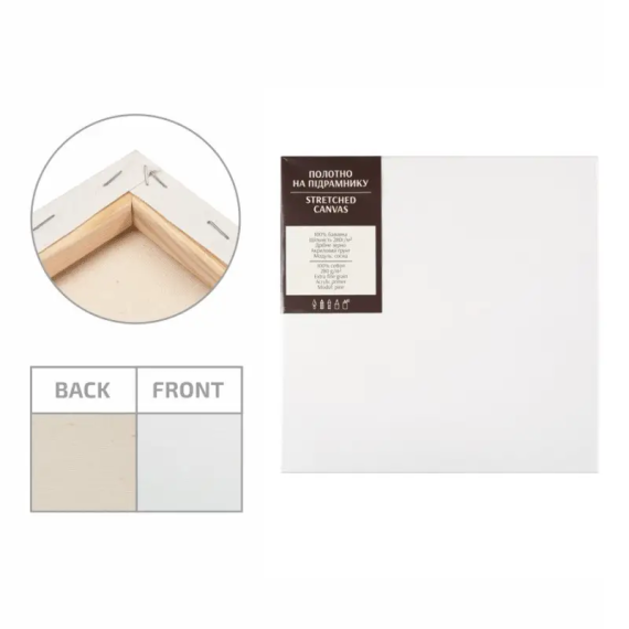 Фото - Підрамник, 15*15 см, дрібне зерно, акриловий ґрунт, бавовна, 280г/м2 62217 Фото - Підрамник, 15*15 см, дрібне зерно, акриловий ґрунт, бавовна, 280г/м2 62217