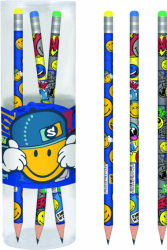 Фото - Карандаш ч/гр круглый с ласт. в пл. тубе 'Smiley World'(blue), 39шт/уп 40809