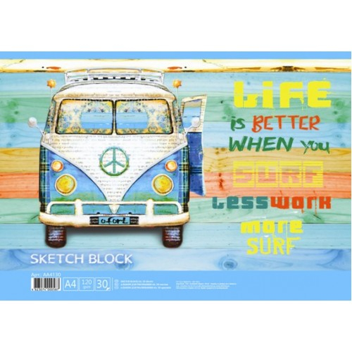 Фото - Альбом для малювання на спір. 30 арк. 120 г/м A4 (УФ) АА4130 'Серфінг' 46655 Фото - Альбом для малювання на спір. 30 арк. 120 г/м A4 (УФ) АА4130 'Серфінг' 46655