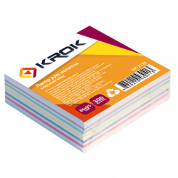 Фото - Блок паперу для нотаток 85х85мм 300 арк клеєний мікс, Krok (ящ.42) 38297