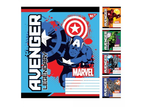 Фото - А5/12 кос. без д/л YES Avengers. Legends, зошит учнів. 57935 Фото - А5/12 кос. без д/л YES Avengers. Legends, зошит учнів. 57935