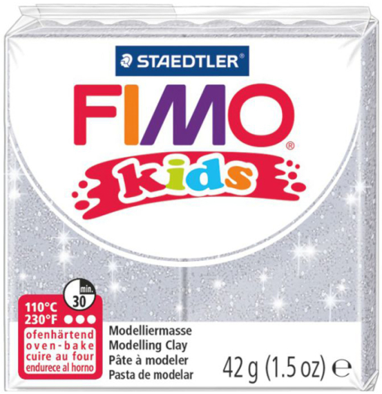 Фото - Пластика Fimo kids, Срібна з блискітками, 42г, Fimo 36090