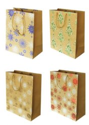 Пакет паперовий 26х32х12 см, диз. GB-2073,GB-2074,GB-2075,GB-2076 крафт, фольга НГ