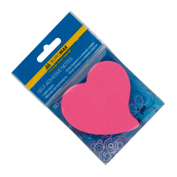Фото - Блок для заметок 'Сердце', 50л., Ассорти, неон 22160