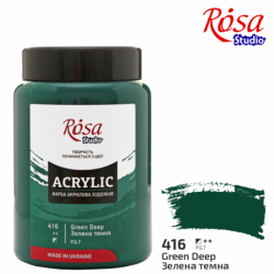 Фото - Фарба акрилова, 400 мл, Зелена темна, ROSA Studio 55868