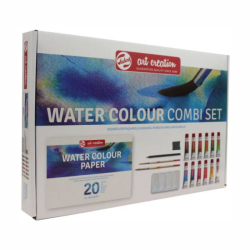 Фото - Набір акварельних фарб ArtCreation Combiset, 12*12мл, склейка А4, пензлі 2шт, олівець, клячка, Royal 47209