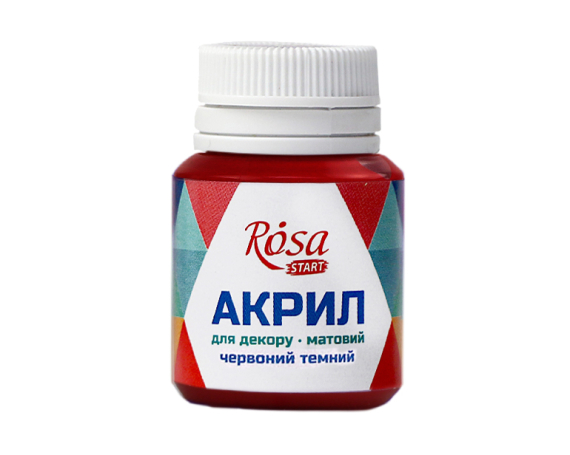 Фото - Акрил для декору 8, Червоний темний, матовий, 20 мл, ROSA TALENT 39035 Фото - Акрил для декору 8, Червоний темний, матовий, 20 мл, ROSA TALENT 39035