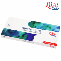 Фото - Набір акварельних фарб 24 кол., кювета, картон, ROSA Studio 53561