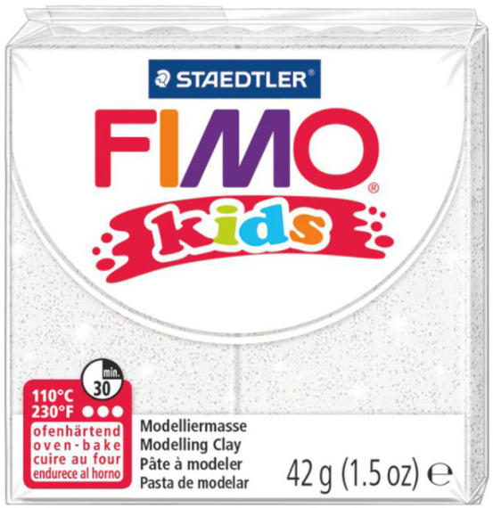 Фото - Пластика Fimo kids, Біла з блискітками, 42г, Fimo 36088 Фото - Пластика Fimo kids, Біла з блискітками, 42г, Fimo 36088