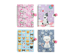 Фото - Блокнот на замку 13*18см з глітером, спіраль, 45арк., 80гр. Котики 63713