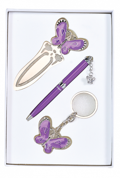 Фото - Набір подарунковий 'Fly': ручка кулькова + брелок + закладка для книг, фіолетовий LANGRES 30925