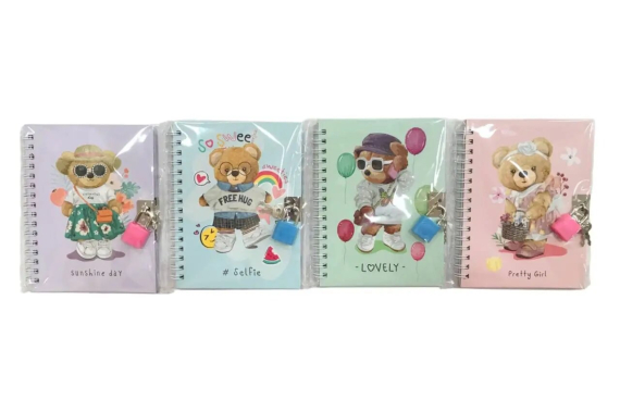 Фото - Блокнот на замку А6, спіраль 48арк. 70гр. клітинка Ведмедик 63701 Фото - Блокнот на замку А6, спіраль 48арк. 70гр. клітинка Ведмедик 63701